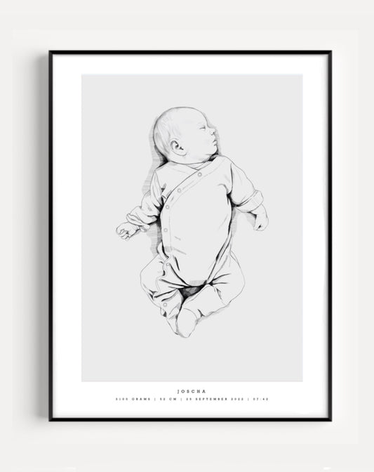 Hand-Drawn Birth Poster scale 1:1