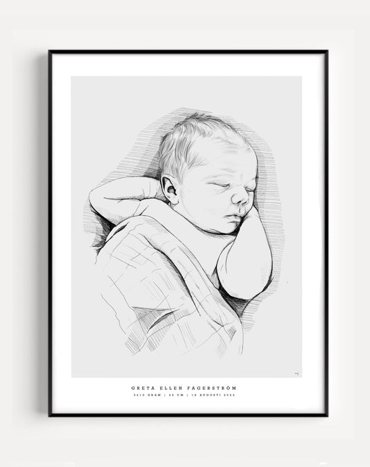 Hand-Drawn Birth Poster