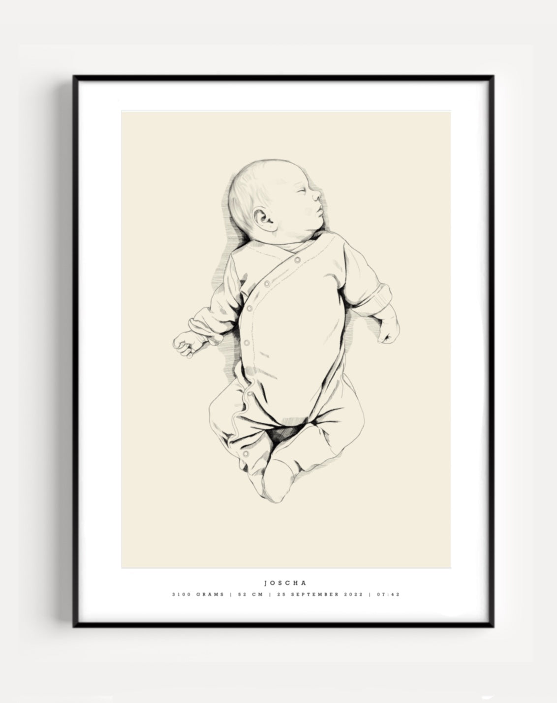 Handritad födelsetavla skala 1:1