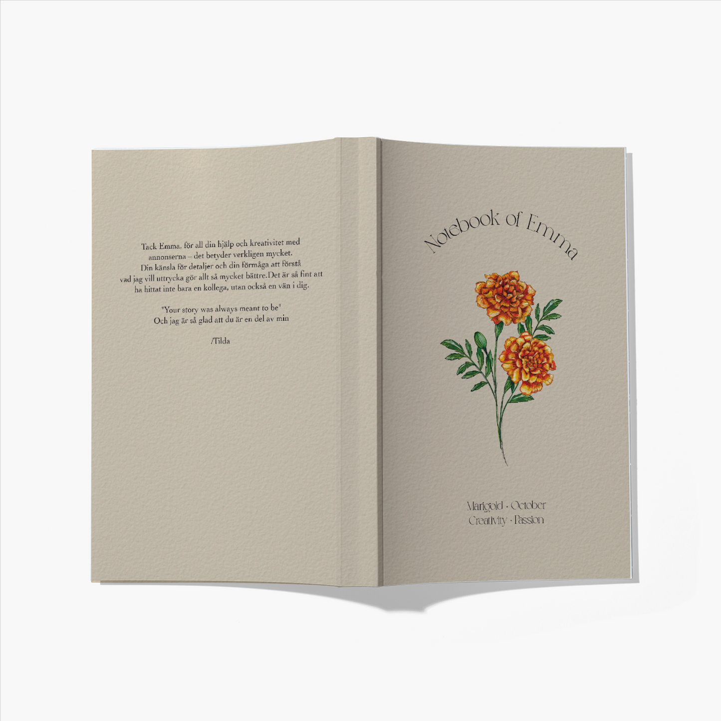 Personalized Notebook with Birth Flower