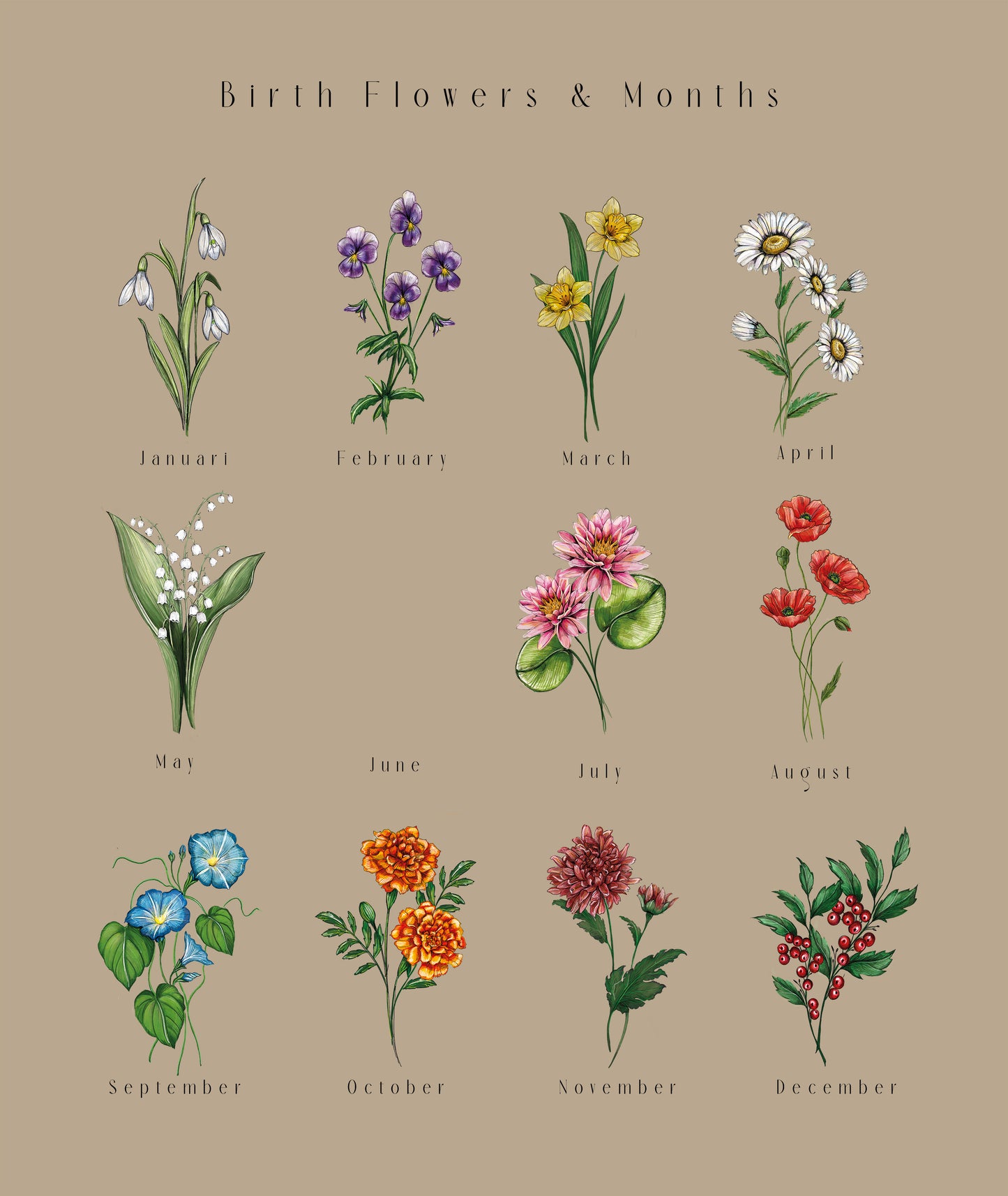 Personalized Notebook with Birth Flower