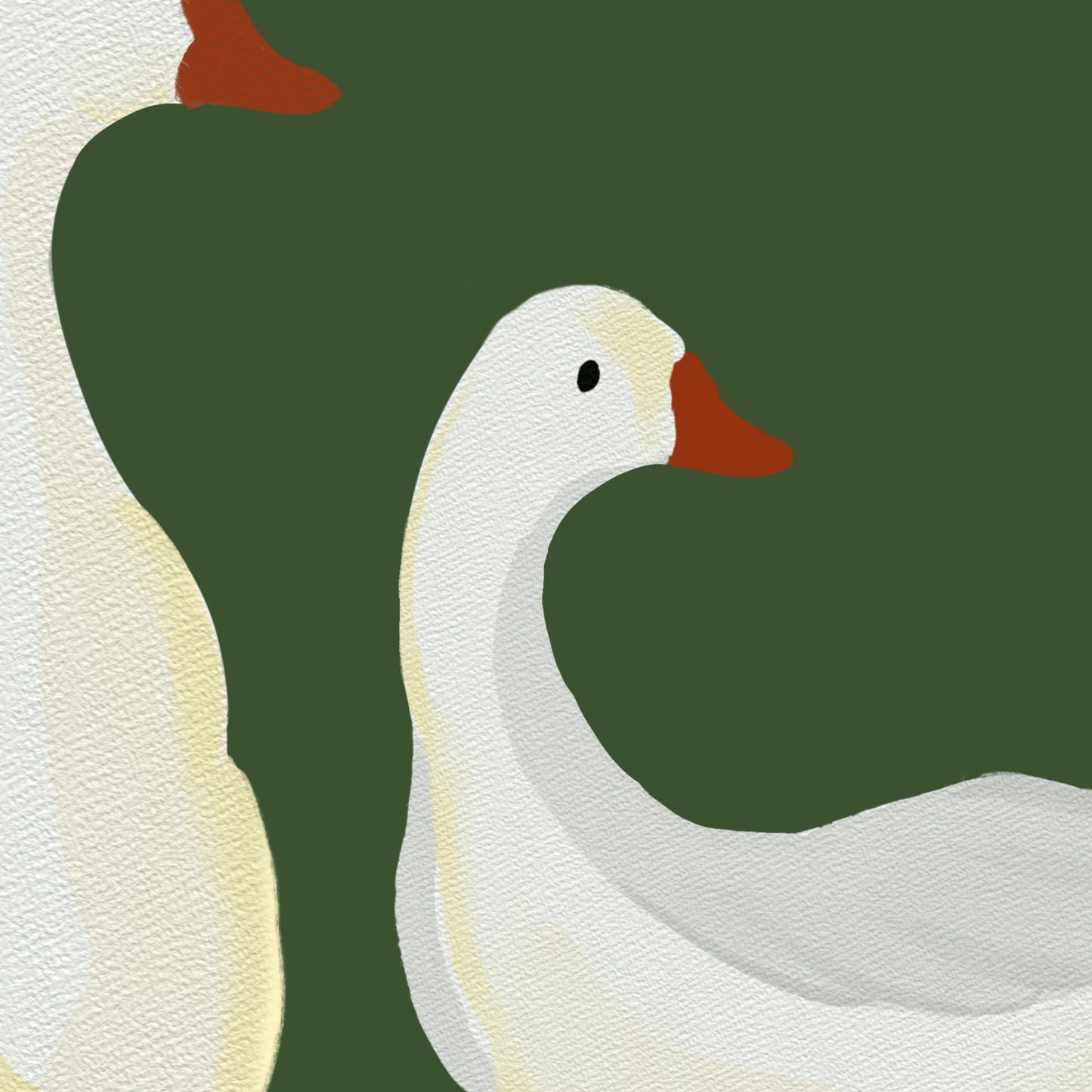 Adorable goose wall art hanging above a crib in a gender-neutral baby nursery