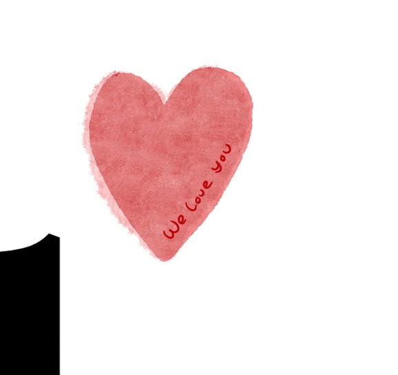 Close-up of a heart illustration with small text inside – minimalist poster design, perfect as a Father’s Day gift