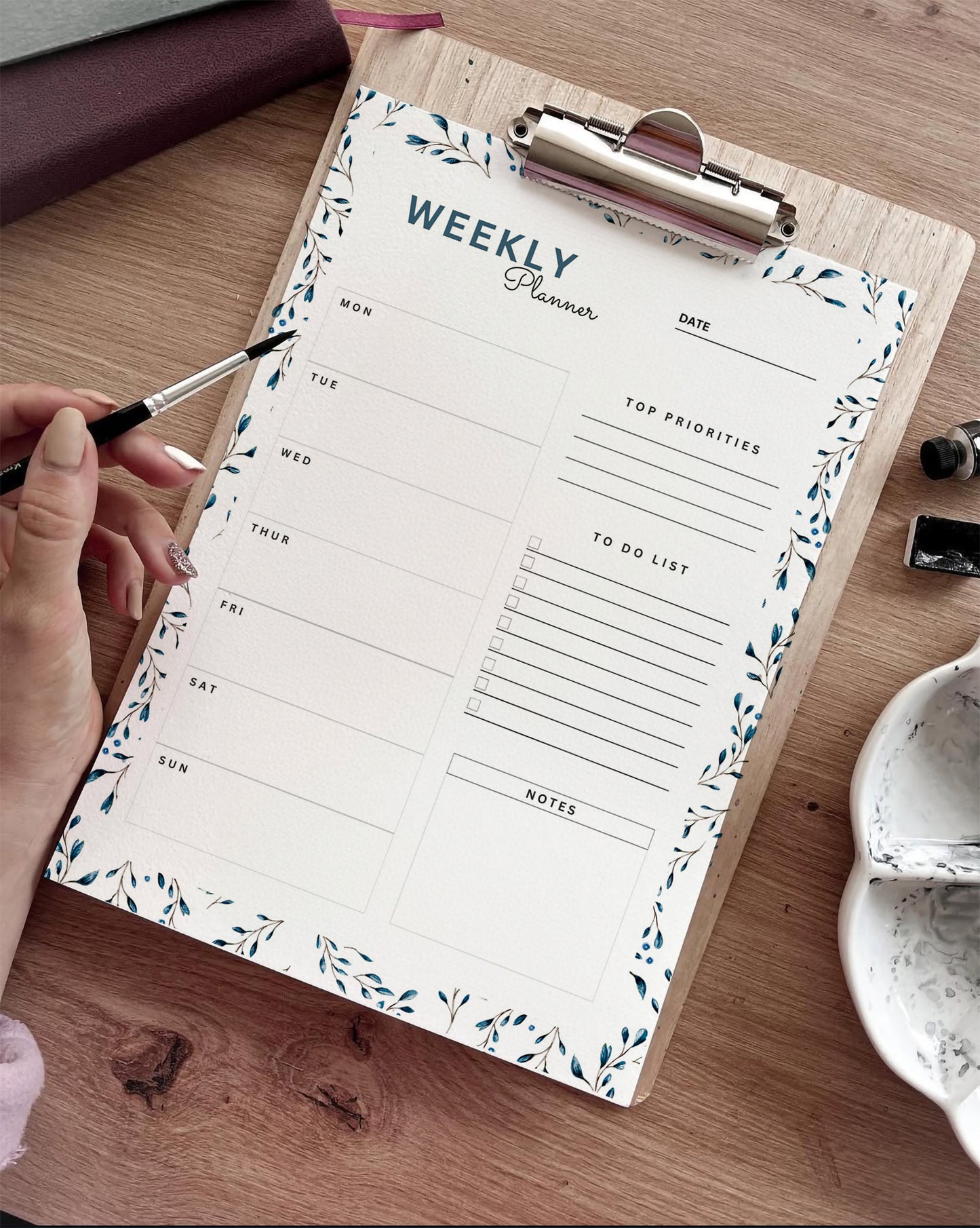 Printable Weekly Planner with Goal of the Week, Top Priorities, and To-Do List – minimalist digital PDF download for home or office organization