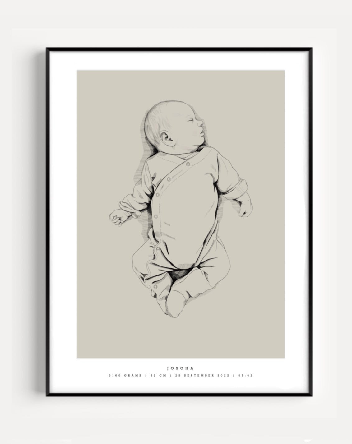 Hand drawn Birth poster scale 1:1
