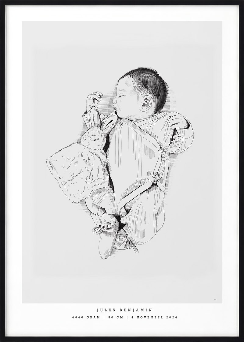 Order a hand-drawn birth poster from your photo