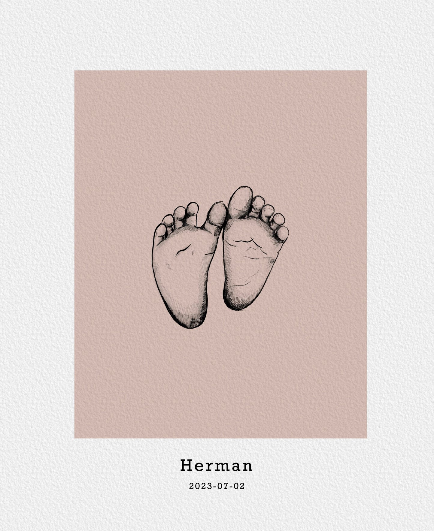 Hand drawn portrait babyfeet