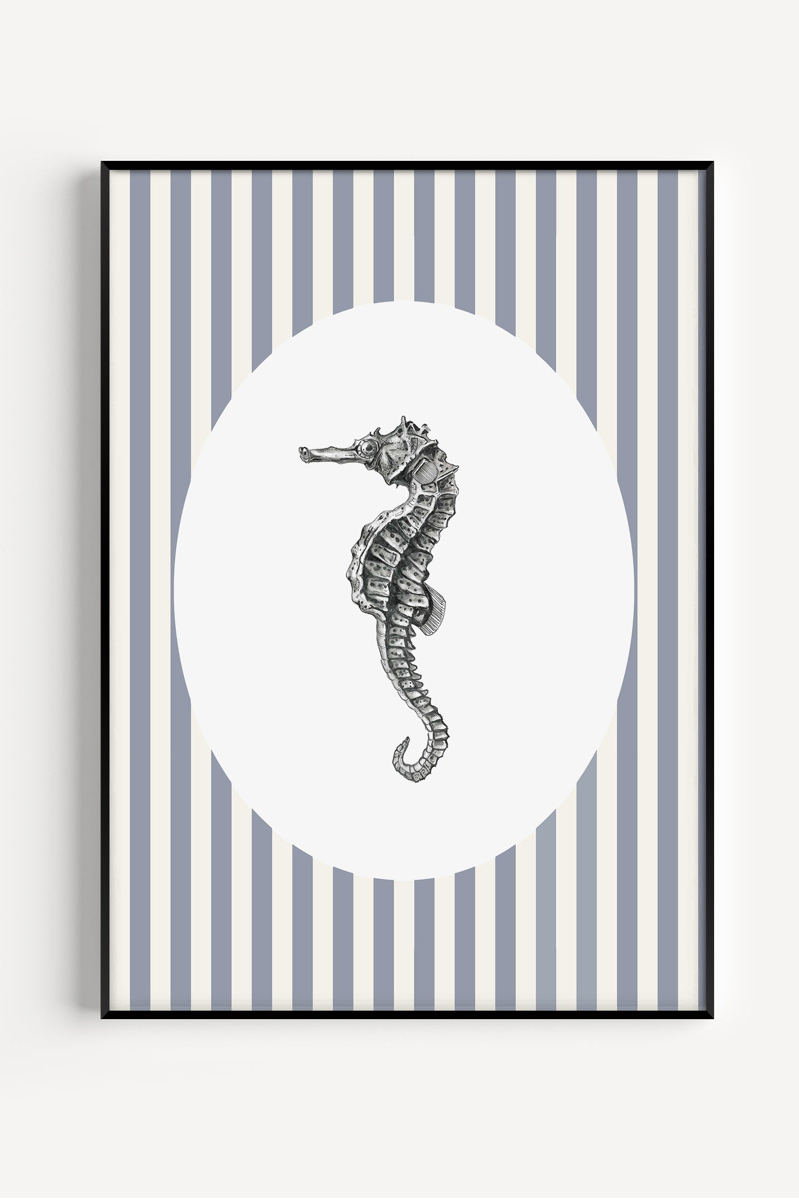 Delicate seahorse illustration poster with soft colors – perfect wall art for nursery, kids’ room, or ocean-themed decor