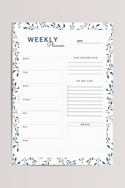 Weekly Planner Printable – Goal of the Week, Top Priorities & To-Do List, digital PDF download, printable planner for home or office