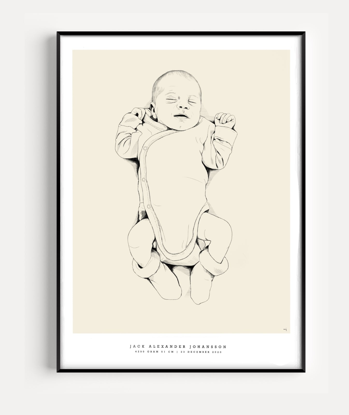 Hand drawn Birth poster scale 1:1